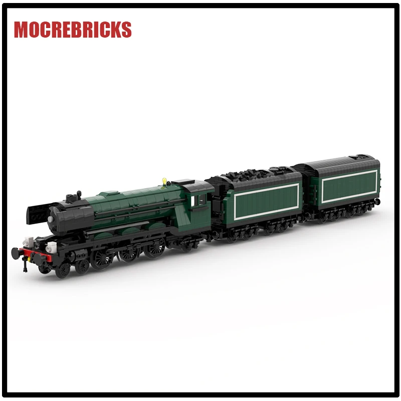 MOC Building Blocks Express Passenger Railway Train LNER Class A3  Locomotive With Carriage Assembly Model Kid's Bricks Toy Gift