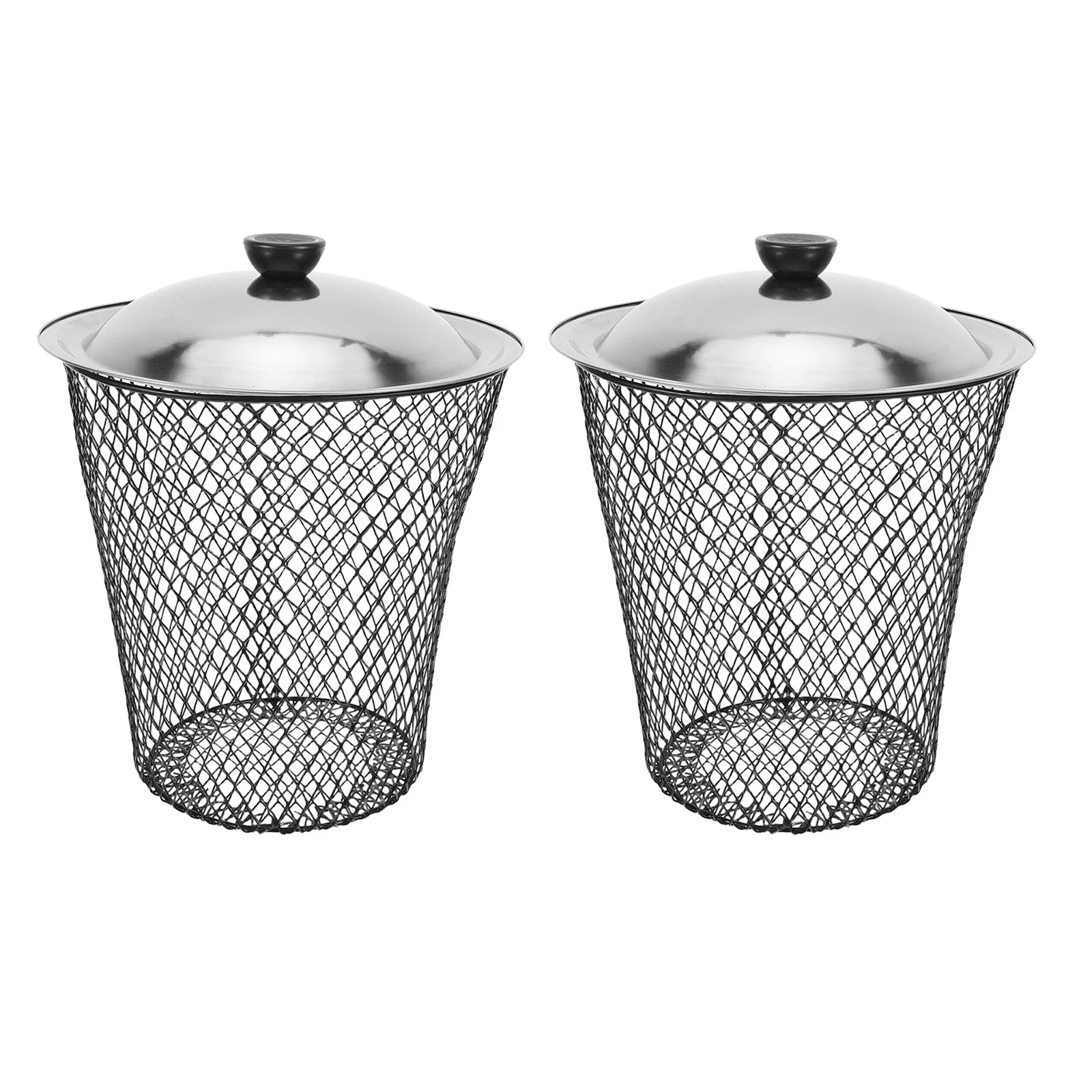 Lot de 2 bacs à compost métalliques résistants aux intempéries, composteur souterrain avec couvercle pour jardin, cour, restes de cuisine, extérieur