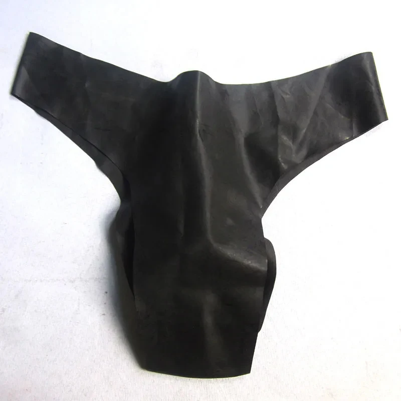 Man Sexy Seamless Latex Briefs With Sheath Panties Erotic G-String Underwear Safety Pants