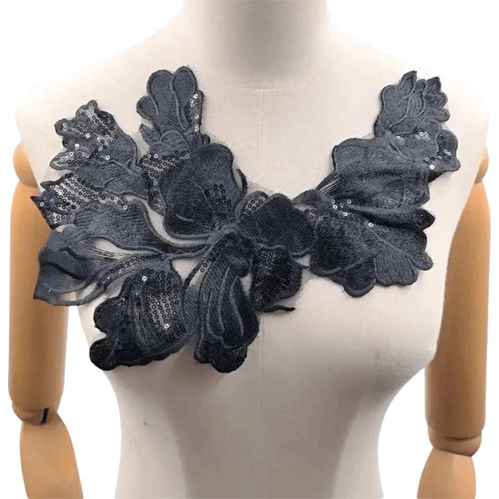 DIY Large Floral Embroidery Collars Mesh Beautiful Lace Chest Flower Fake Collar Woman's Clothing Accessories