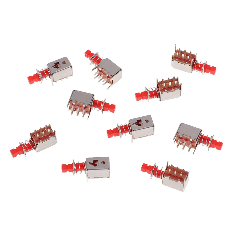 10pcs PS-22F03 Right Angle PCB Latching Push Button Switch DPDT Double Pole 6 Pin Self-locking Key Power Switches image 5