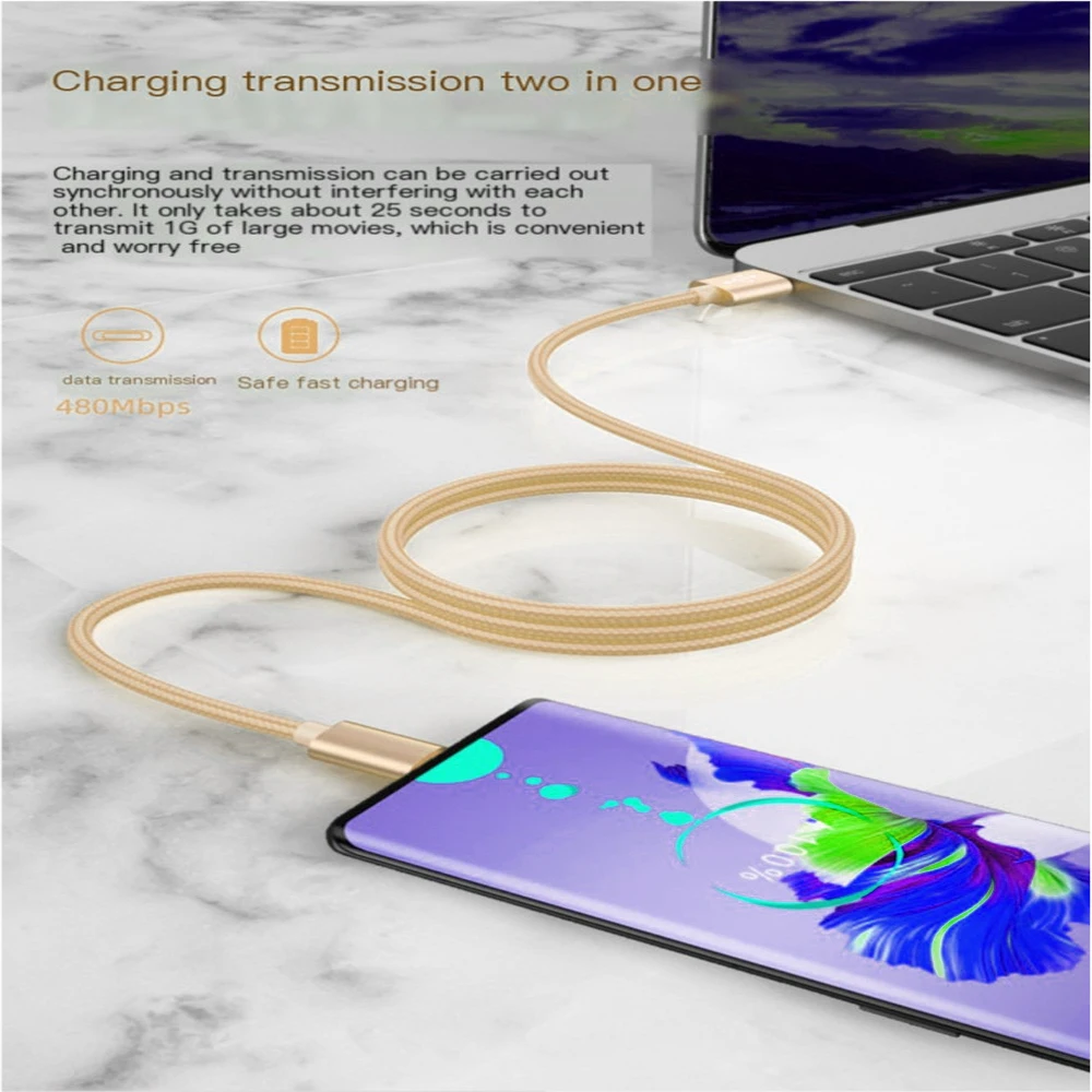 2.4A USB A to Type C Nylon Braided Charger Cable For Samsung Huawei Xiaomi Android Type C Fast Charging USB C Phone Accessories image 6