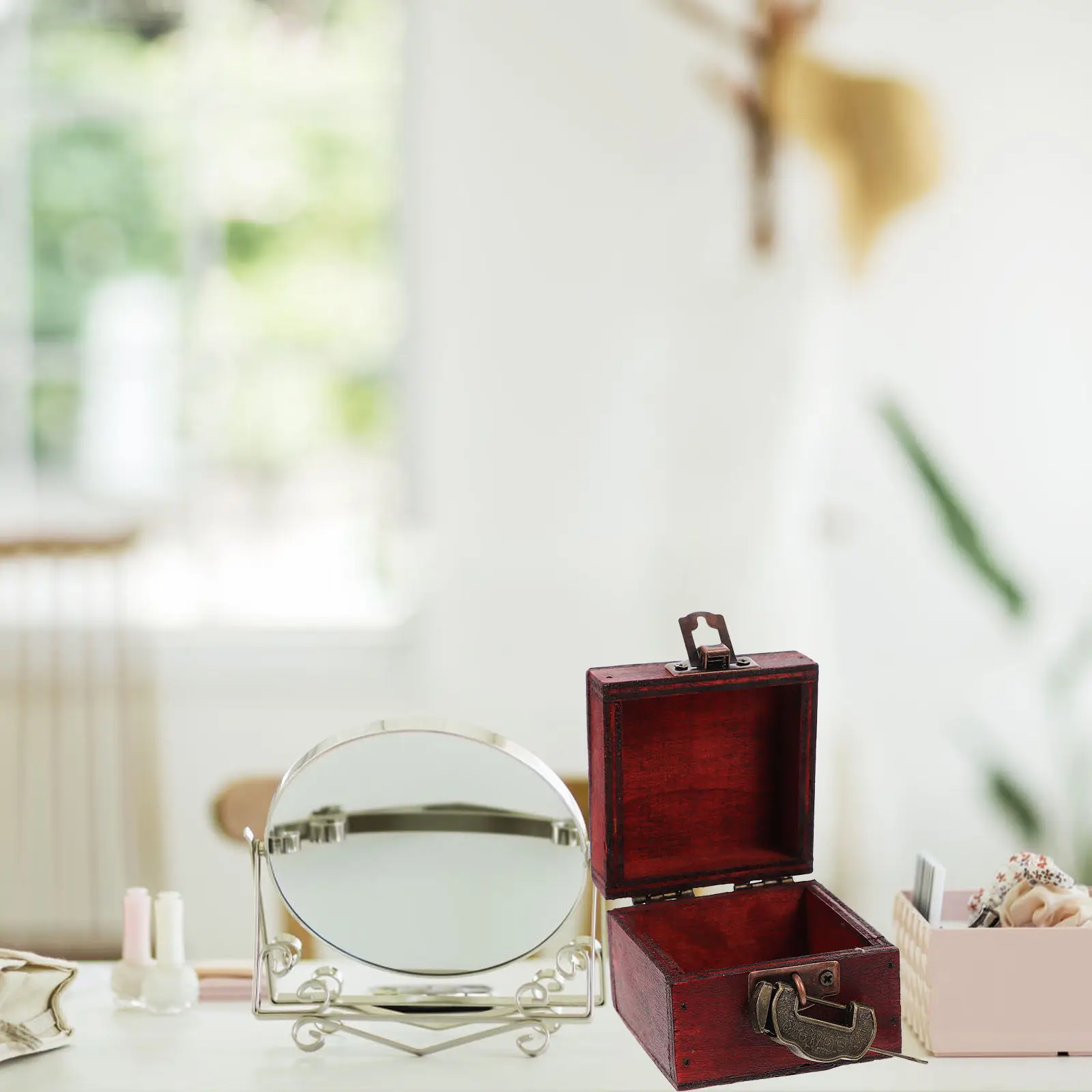 

Vintage Wood Jewelry Box Elegant Minimalist Design Jewelry Storage Case for Travel Home Use Ring Necklace Earring Organizer Box