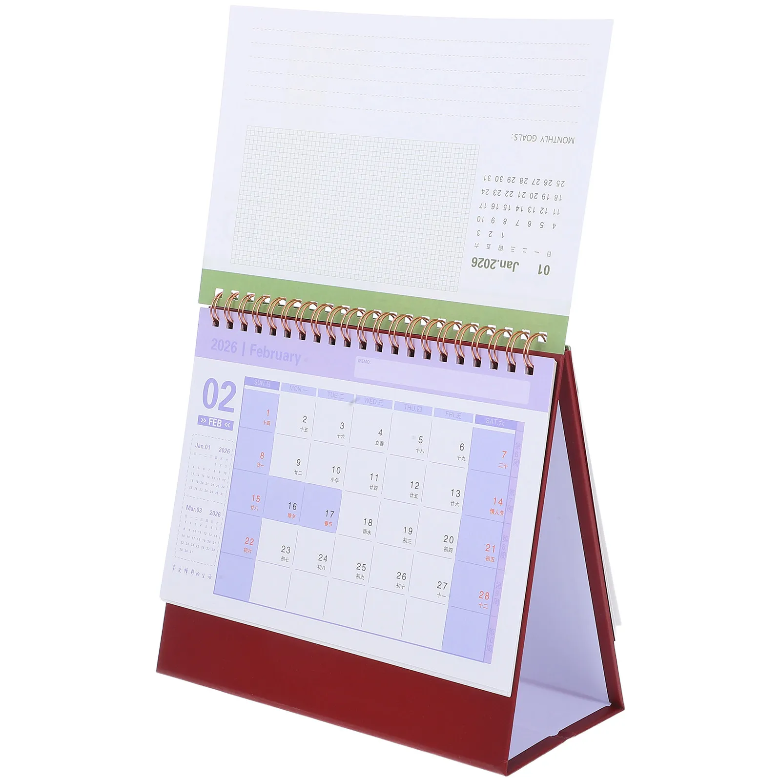 

2026 Desk Calendar Minimalist Solid Color Compact Design Daily Planner Stand Up Flip Calendar for Office Home School