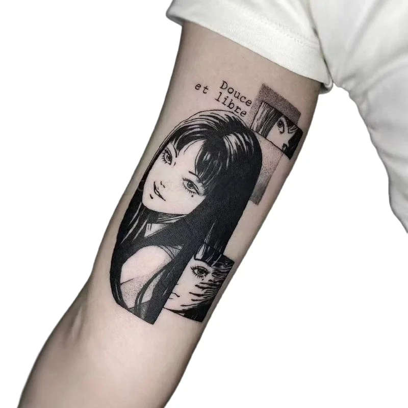 Anime Horror Girl Herbal Juice Temporary Tattoos Tomie Kawakami Cartoon Waterproof Fake Tattoo Body Art Tatoo Body Stickers