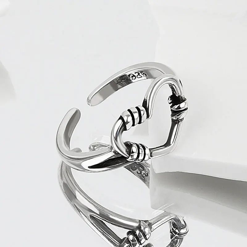 

Стерлингового Серебра 925, винтажные кольца в стиле панк с сердечками LOVE, ювелирные украшения для женщин, пар, модные элегантные аксессуары для вечеринок, подарки