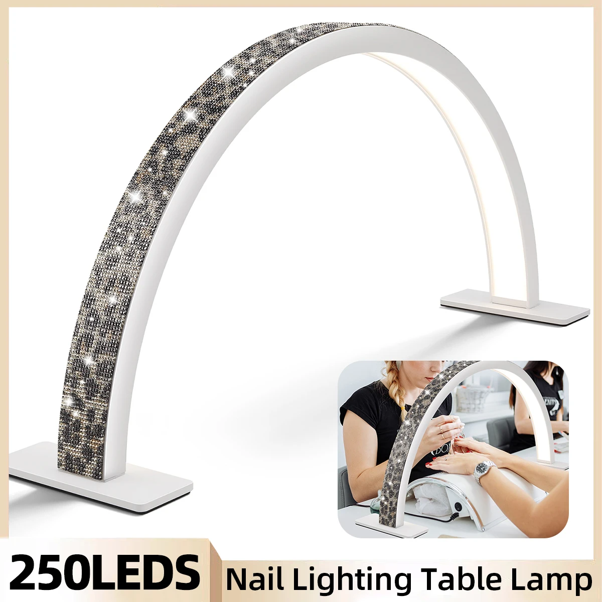 Mesa lâmpada led em forma de u luz de preenchimento para manicure em forma de meia lua luz do prego com diamantes lâmpada de manicure ferramentas do salão de arte do prego