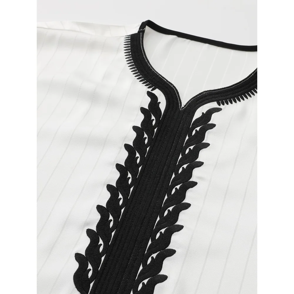 ¡2025 nueva bata étnica árabe para hombre! Diseño bordado a rayas de manga corta, ropa islámica holgada informal