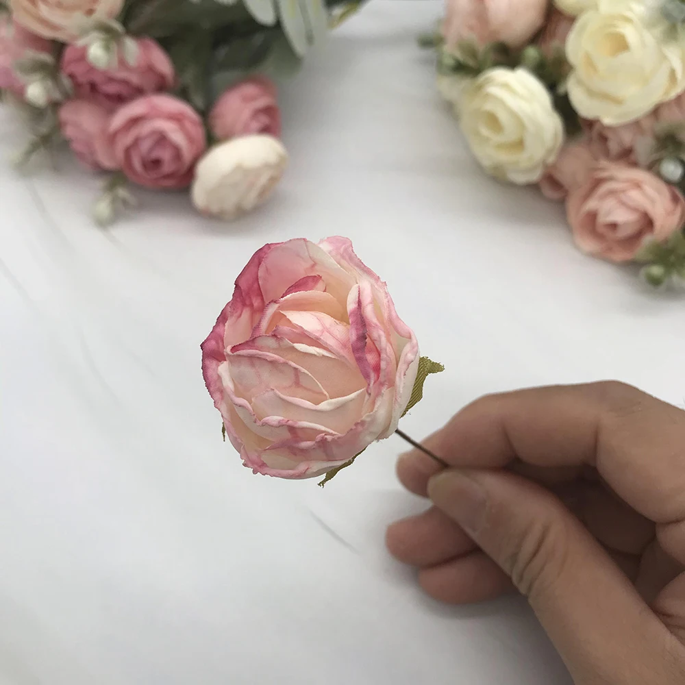 6 piece of simulation diy garland forest headdress European tea bud, hot edge retro rose silk flower bud decoration material