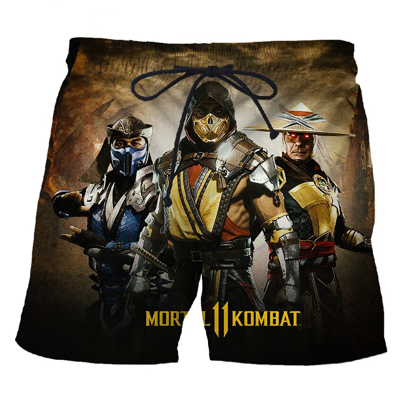 Mortal Kombat 11 Cool Beach Shorts Fighting Game 3D Print Men Women Surfing Board Sports Pants Swimsuits Trunks Kids Clothing