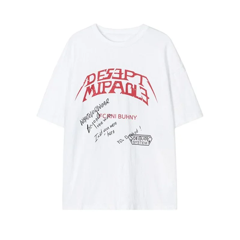 Zhang Yixing Concert Clothes American Retro Letter Short Sleeve T-shirt for Men and Women Leisure Loose Couple Half Sleeve