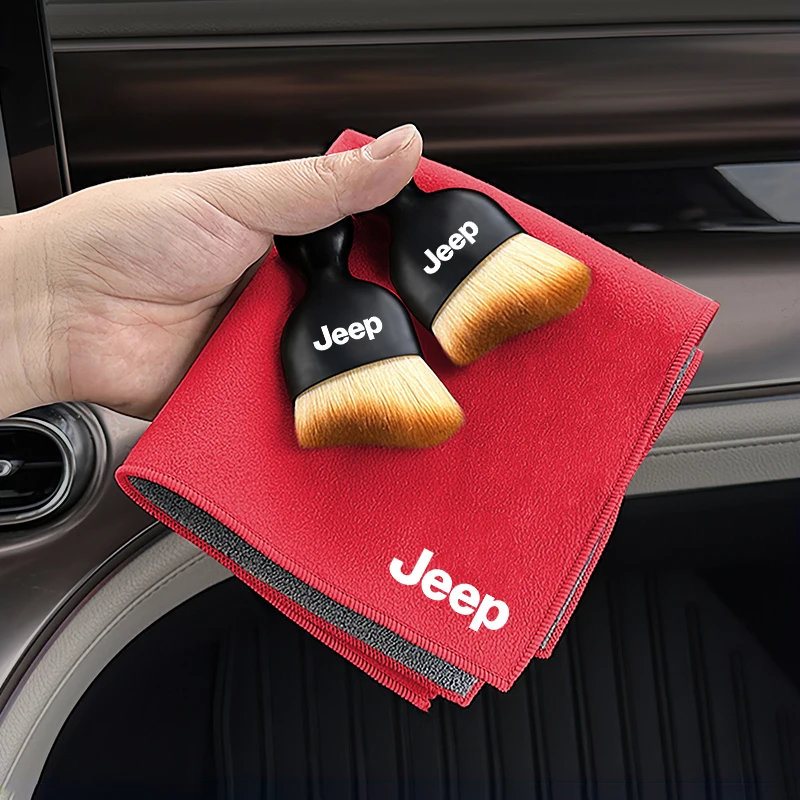 Car Interior Cleaning Tools Microfiber Wash Towels Cleaning Brush For Jeep Renegade Compass Grand Cherokee Wrangler jk Gladiator