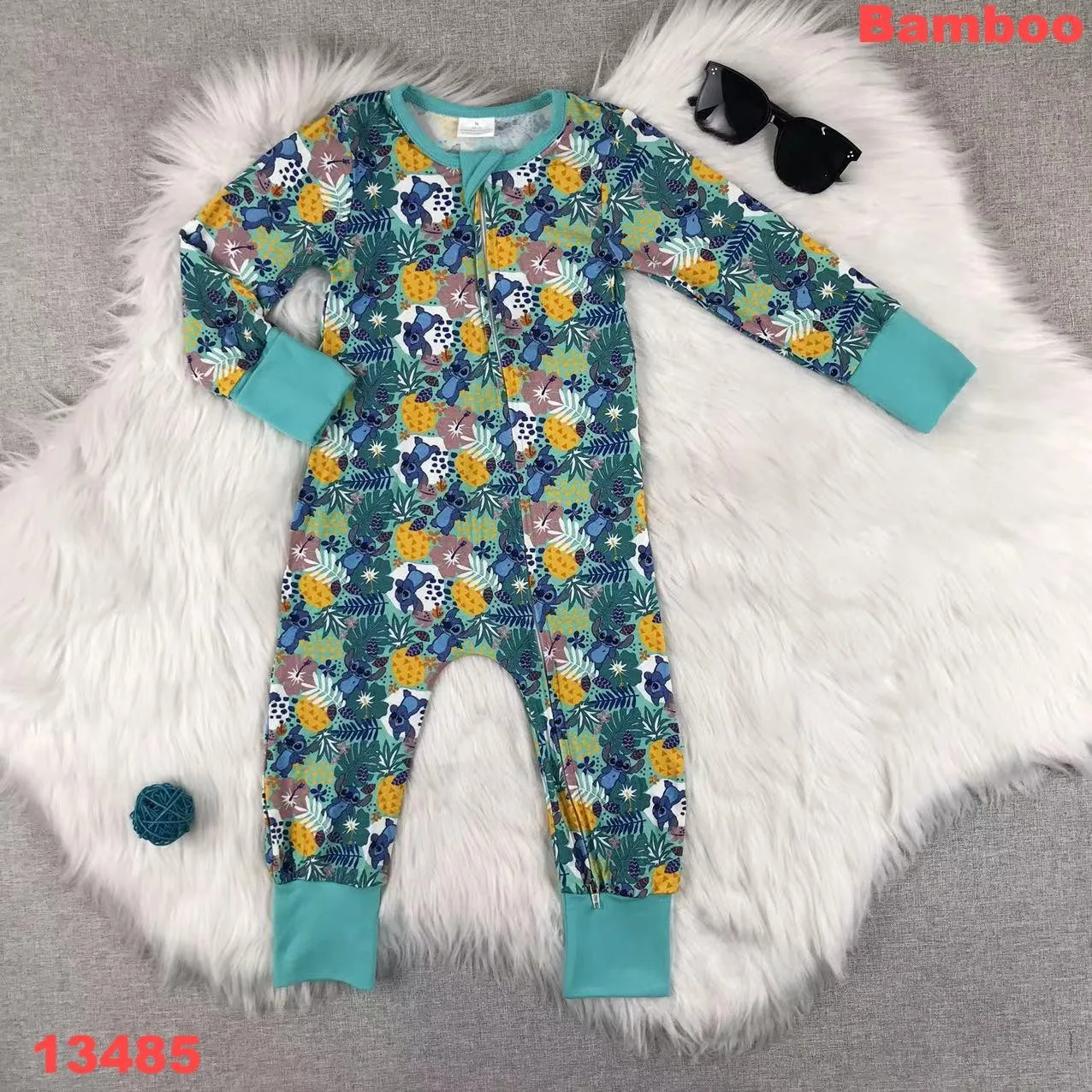 Bamboo Fiber Black & White Cow Print Long Sleeve Romper – Unisex Baby Bodysuit Cover Hands & Feet Soft & Comfortable