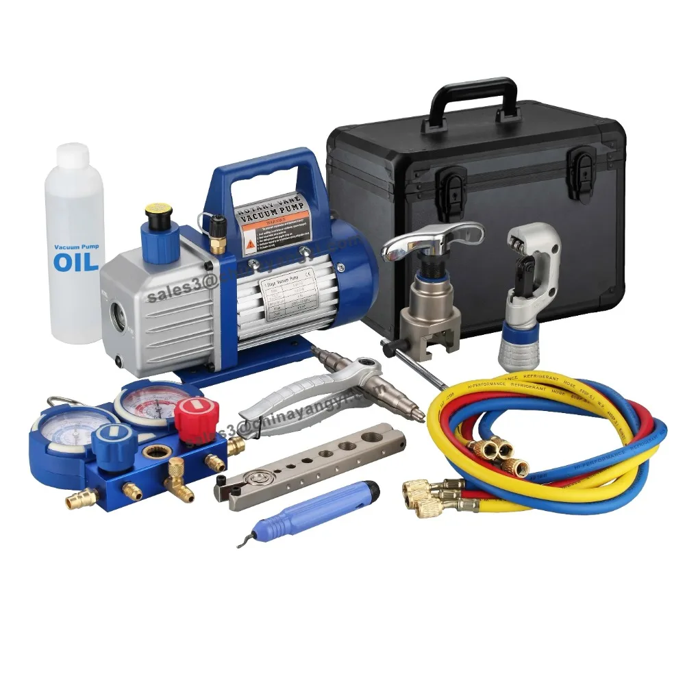 

Portable vacuum pump kit FT-8A is portable and suitable for other refrigerants R410A, R22, R32, R134a, R407c, supplied by the fa