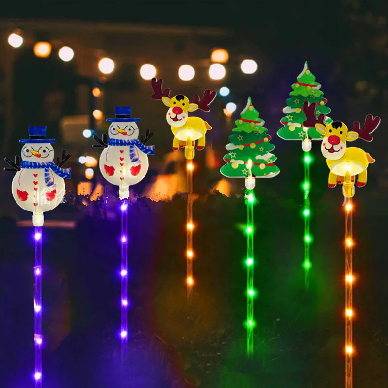 6pcs/set Solar-Powered Christmas Lawn Lights Santa Tree & Reindeer Designs for Outdoor Decor Waterproof Garden Lights Holiday