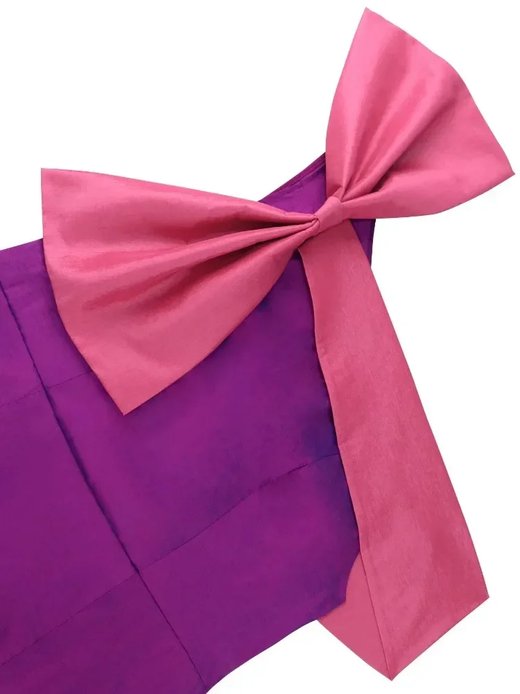 Seksowna fioletowa nowa suknia wieczorowa 2025 elegancka kokarda z odkrytymi ramionami unikalna konstrukcja łączenie zamek wyszczuplający Maxi sukienki koktajlowe