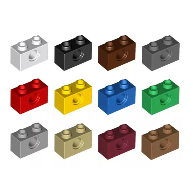 20 個 MOC パーツ 3700 1x2 穴ビルディングブロックハイテクコネクタハウス DIY スタッキングレンガ教育玩具子供のため
