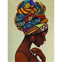 African Woman DIY Cross Stitch Embroidery 11CT Kits Needlework Craft Set Cotton Thread Printed Canvas Home Decoration    Room