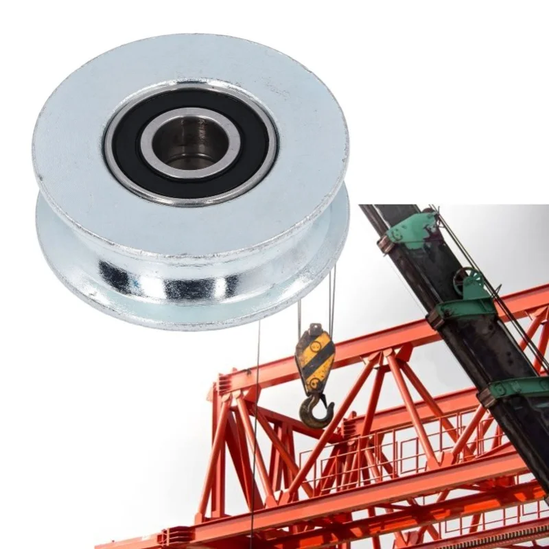 U Groove Bearing Pulley Alloy Steel Guide Wheel For Sliding Gate Hanging Projects 64mm Outer Diameter 15mm Center Hole