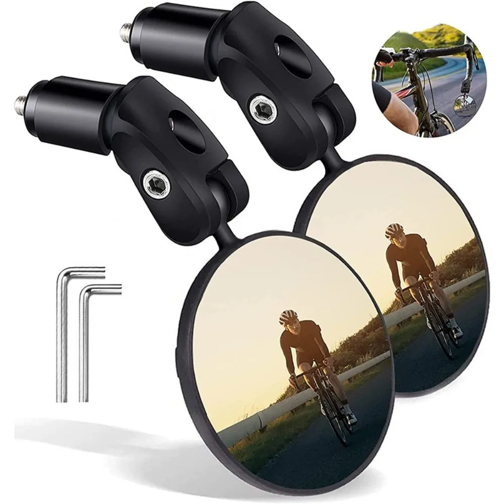 Universal Bicycle Rearview Mirror Clear Convex Mirror Cycling Handlebar Rear View Adjustable Wide-Angle