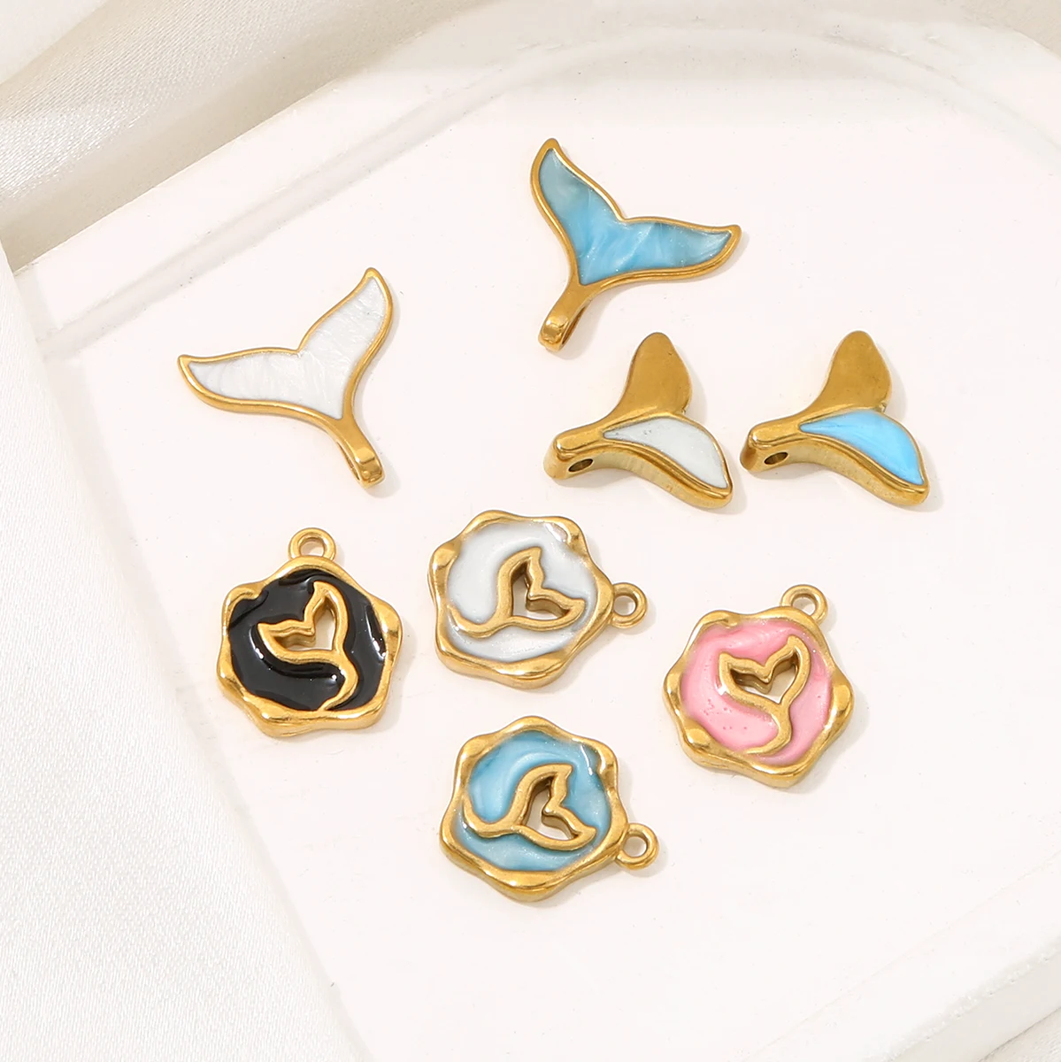 5pcs Stainless Steel Enamel Mermaid Tail Charms Gold-plated for DIY Necklaces Bracelet Earring Jewelry Making Supplies Wholesale image 5