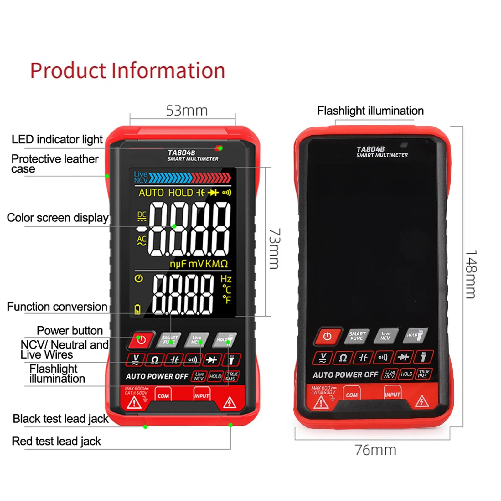 for Smart Digital Multimeter TA804B with Buzzer Alerts for Live Wire Identification and Safety Features for Home Wiring Projects
