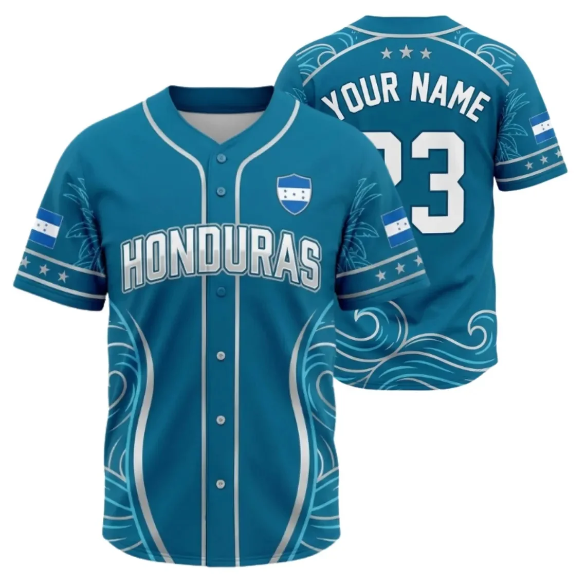 Honduran Flag Baseball Jersey 3D, Honduras Custom Team Shirt, Latino Pride Fan Apparel, Game Day Gift for Men