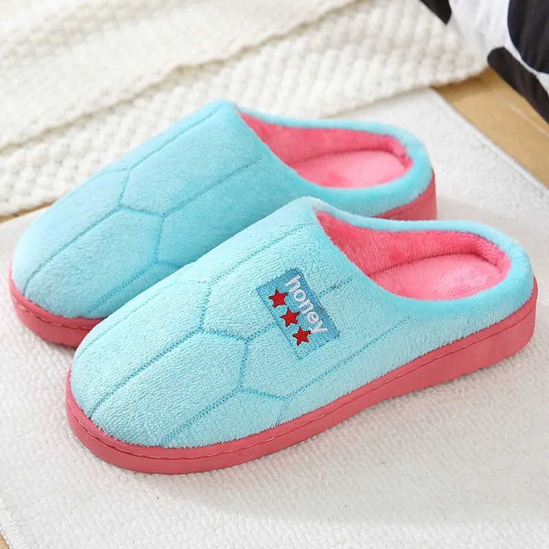 Unisex Winter Shoes Household Cotton Slippers Men Indoor Warm Plush Footwear Non-Slip Platform Slippers Couple Women Home Family