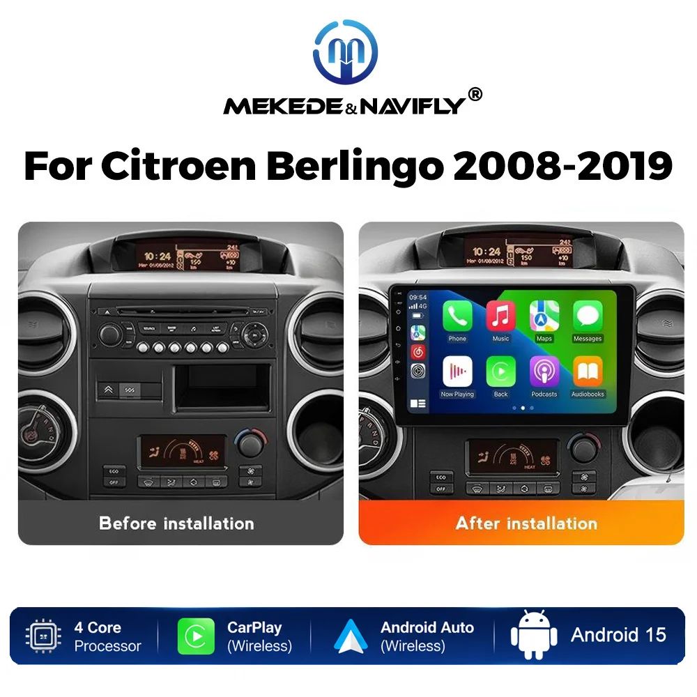 Android 15 IPS Touch Screen Car Radio For Citroen Berlingo B9 Peugeot Partner 2008-2019 Carplay GPS Autoradio Multimedia Player