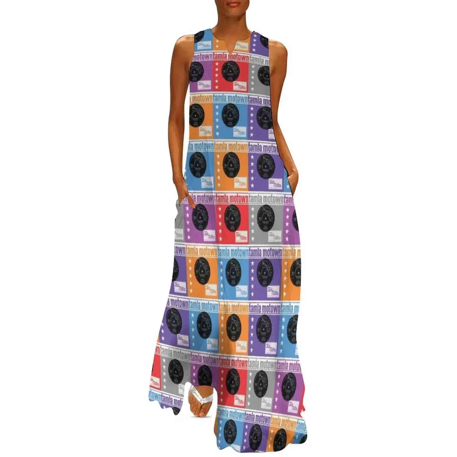 

Tamla Motown Coloured Record Design Long Dress clothes for women Long dress womens dress Women's summer skirt
