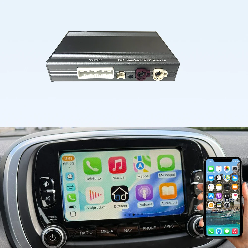 MMI Wireless Carplay Smart Box for Fiat 500X 2014-2017 GPS Android Auto Mirror Link Plug & Play Voice Control Parking Functions