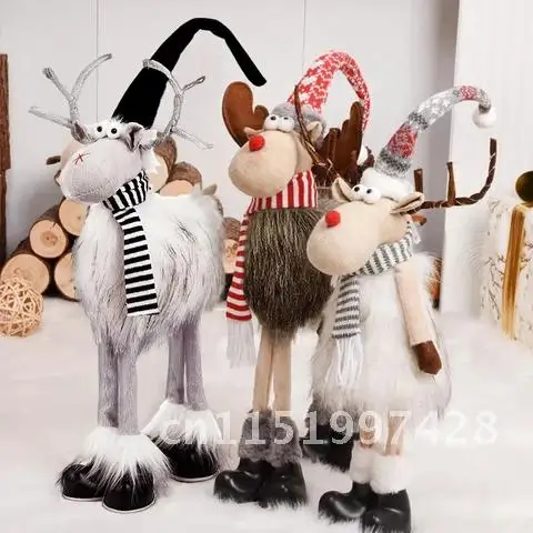 1Pc Elk Standing Christmas Reindeer Doll Xmas Tree Decorations Home Party Kids Toys 2022 New Year Navidad Natal Gifts