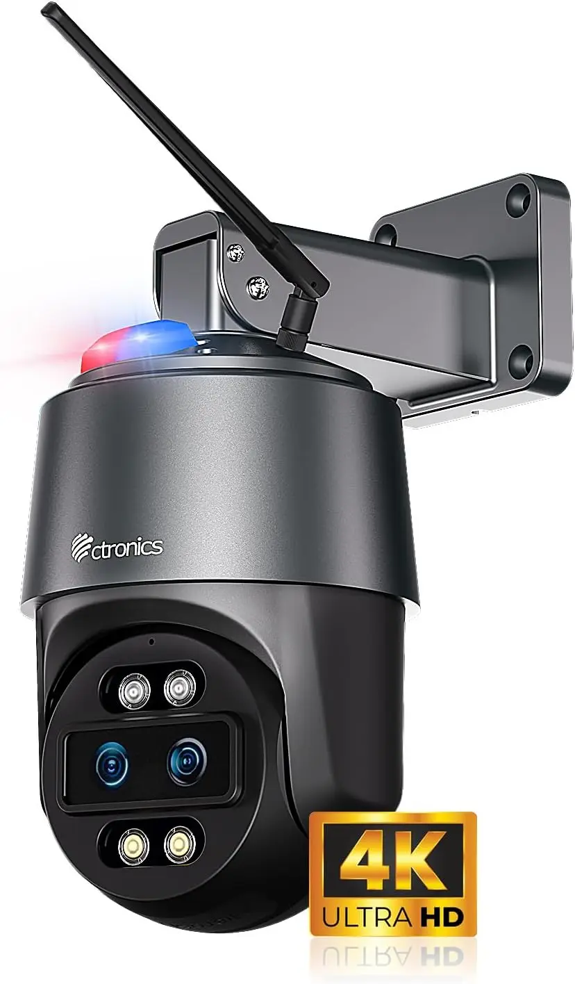 [10X Hybrid Zoom] Dual-Lens 4K 8MP Outdoor Security Camera with AI Detection, Auto Tracking, 2.4/5GHz WiFi, Color Night