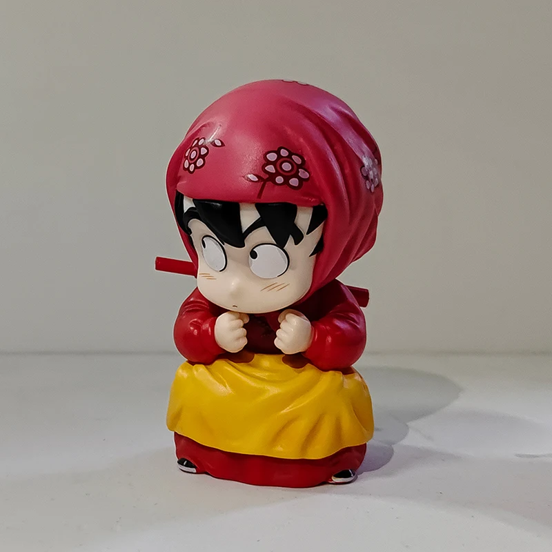 9cm Gk Cos Women Clothing Son Goku Dragon Ball Anime Figures Q Version Little Girl Statue Pvc Model Desktop Decoration Kids Toy