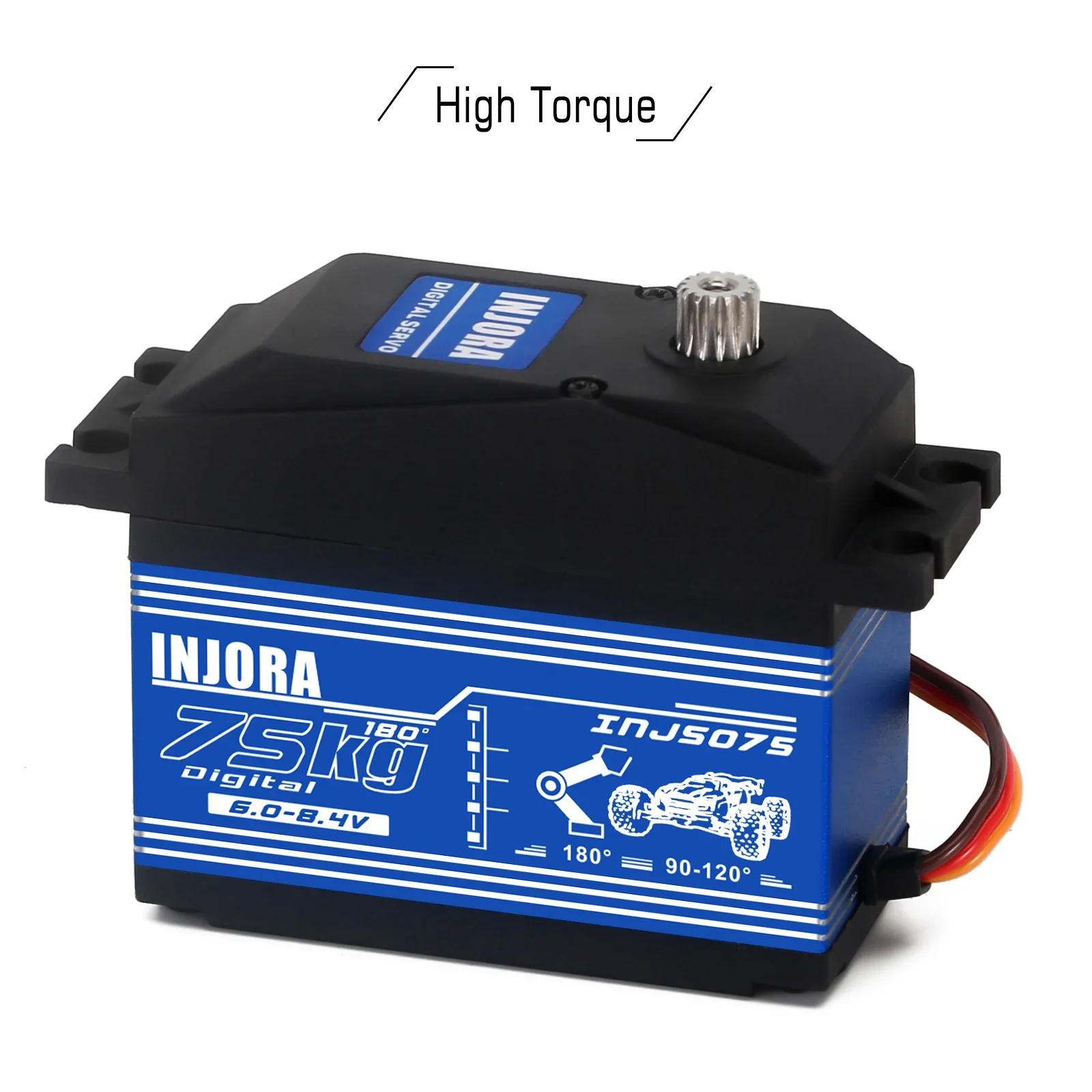 INJS075 Super Torque High Voltage 75KG Digital Servo with 15T Metal Horn for 1/5 BAJA RC Car Parts