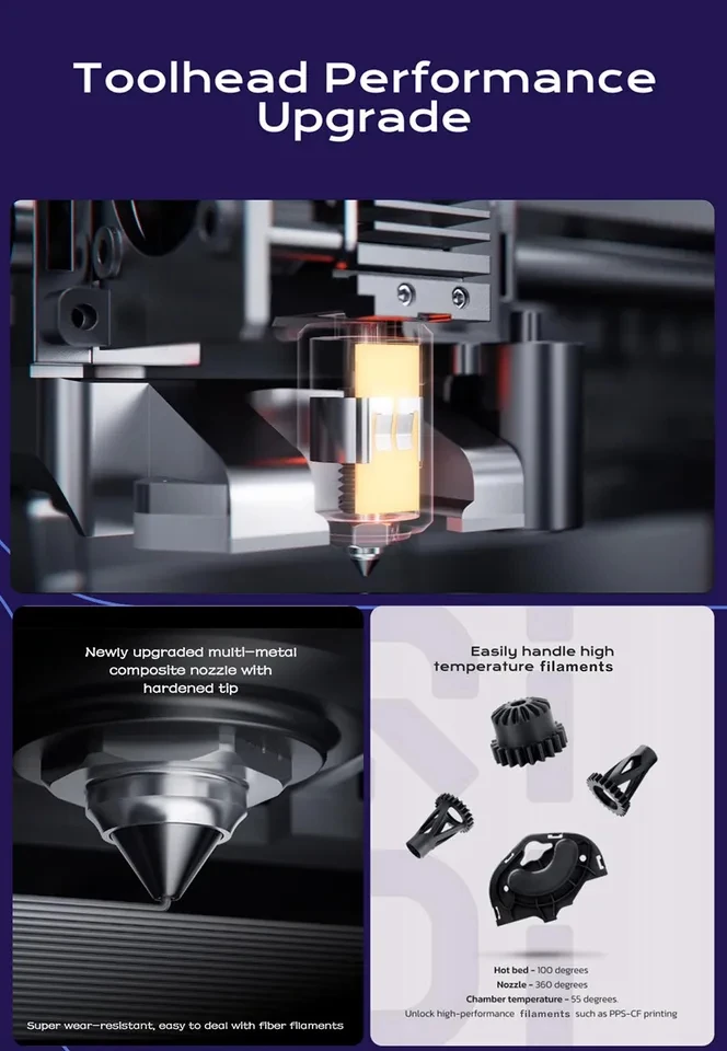 طابعة Qidi Tech Plus4 ثلاثية الأبعاد، كاميرا 1080 بكسل، 305*305*280 مم، فوهة مركبة متعددة المعدن، نظام رأس أدوات جديد، عزل مزدوج الطبقة #2