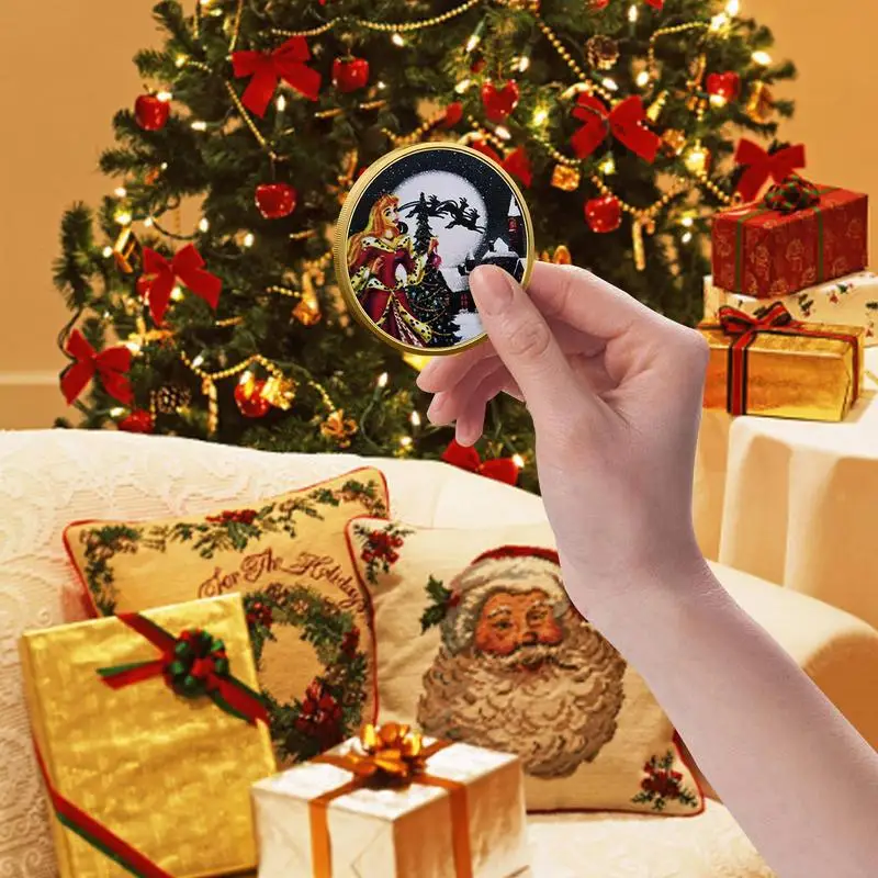Merry Christmas Commemorative Coin Christmas Santa Coin Princess Elk Medallion Christmas Commemorative Coin Challenge Coin