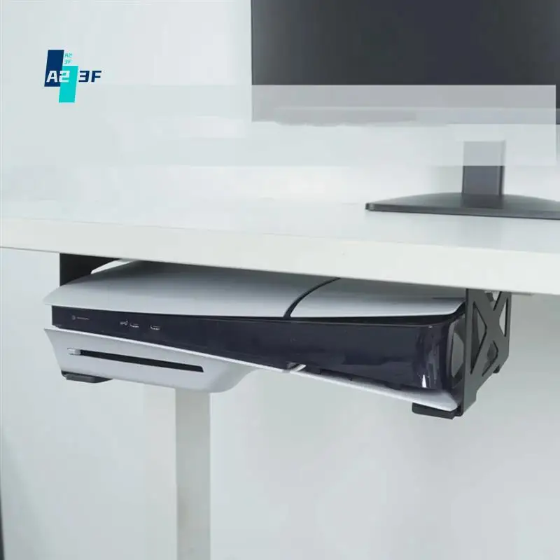 

A23F-For PS5/PS5 Slim Stealth Mount Under Desk Holder Compatible With Playstation 5 Disc & Digital Edition Console