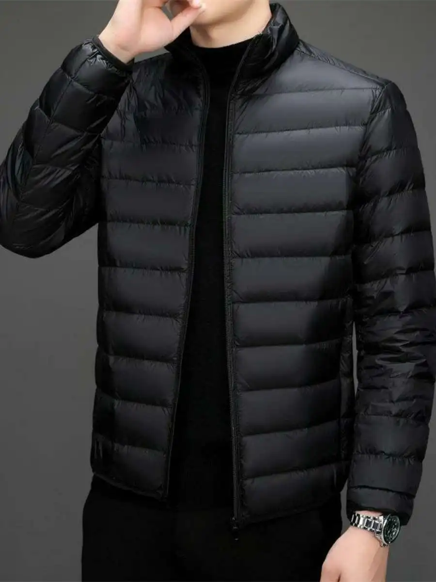 

Осень-зима, легкая хлопковая пуховая куртка, мужская универсальная легкая шапка с воротником-стойкой, тонкая, большого размера, осень-зима...