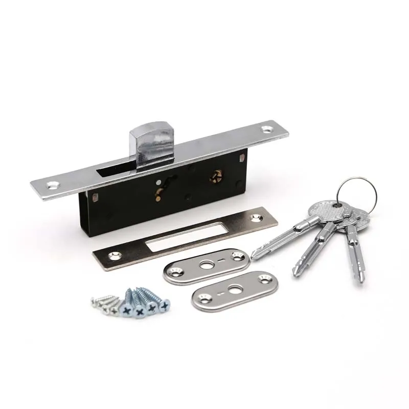 Sliding door hook with frame lock, double opening plug-in lock, anti-theft hook, straight tongue lock, sliding doorlock with key