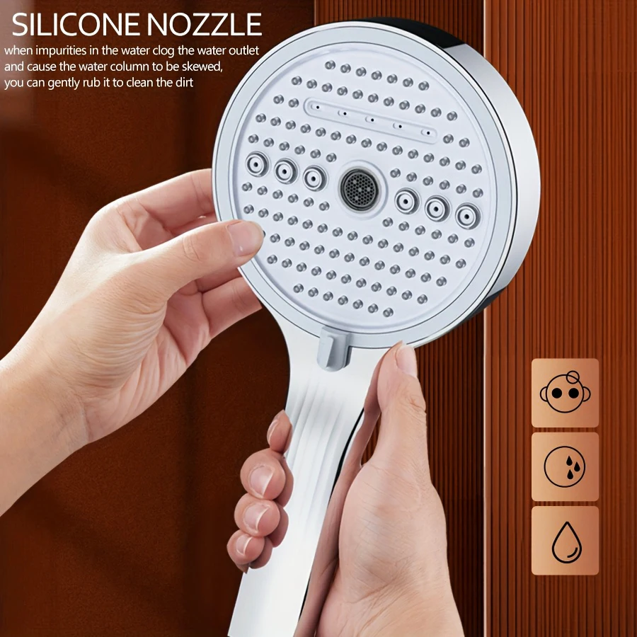 

Multi-Mode High Pressure Shower Head with Stainless Steel Filter - 6-Speed Settings, Large Panel, Purify Water & Enjoy Luxury Sp