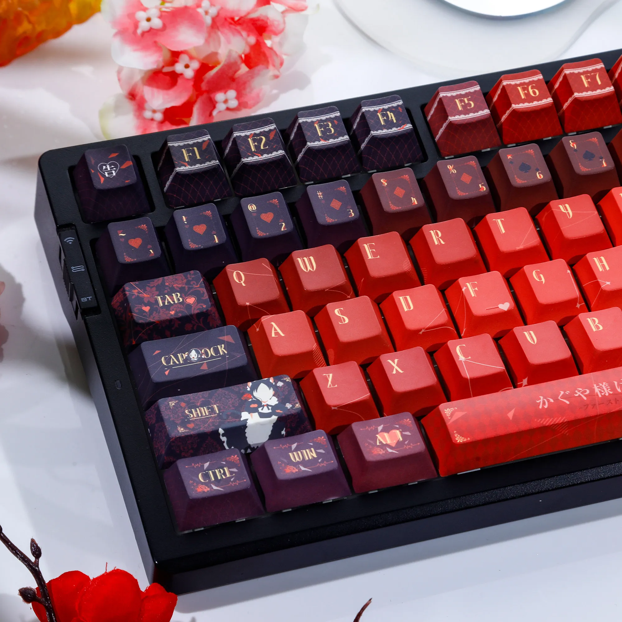 120 Keys Kaguya-sama: Love Is War Game Keycaps Kaguya Shinomiya Key Cap Cute Cherry Anime Keycap for ANSI Made68 Mad68 Wooting60