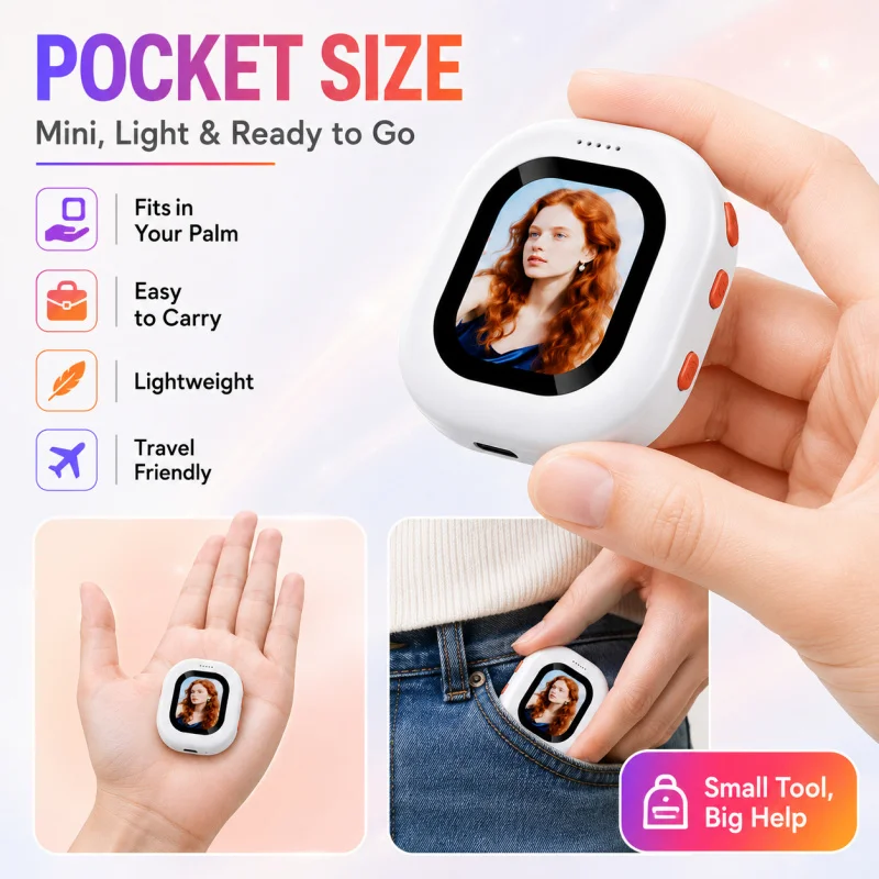 Magnetic Wireless Phone Screen Mirror Rear Camera Selfie Monitor Portable Live Streaming Display for Smartphone Vlog