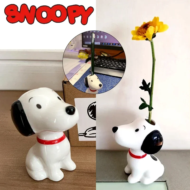 

Genuine Snoopy Ceramic Toothbrush Holder Fashion Multifunctional Receptacle Vase Cartoon Doll Desktop Ornaments Pen Holder Gifts