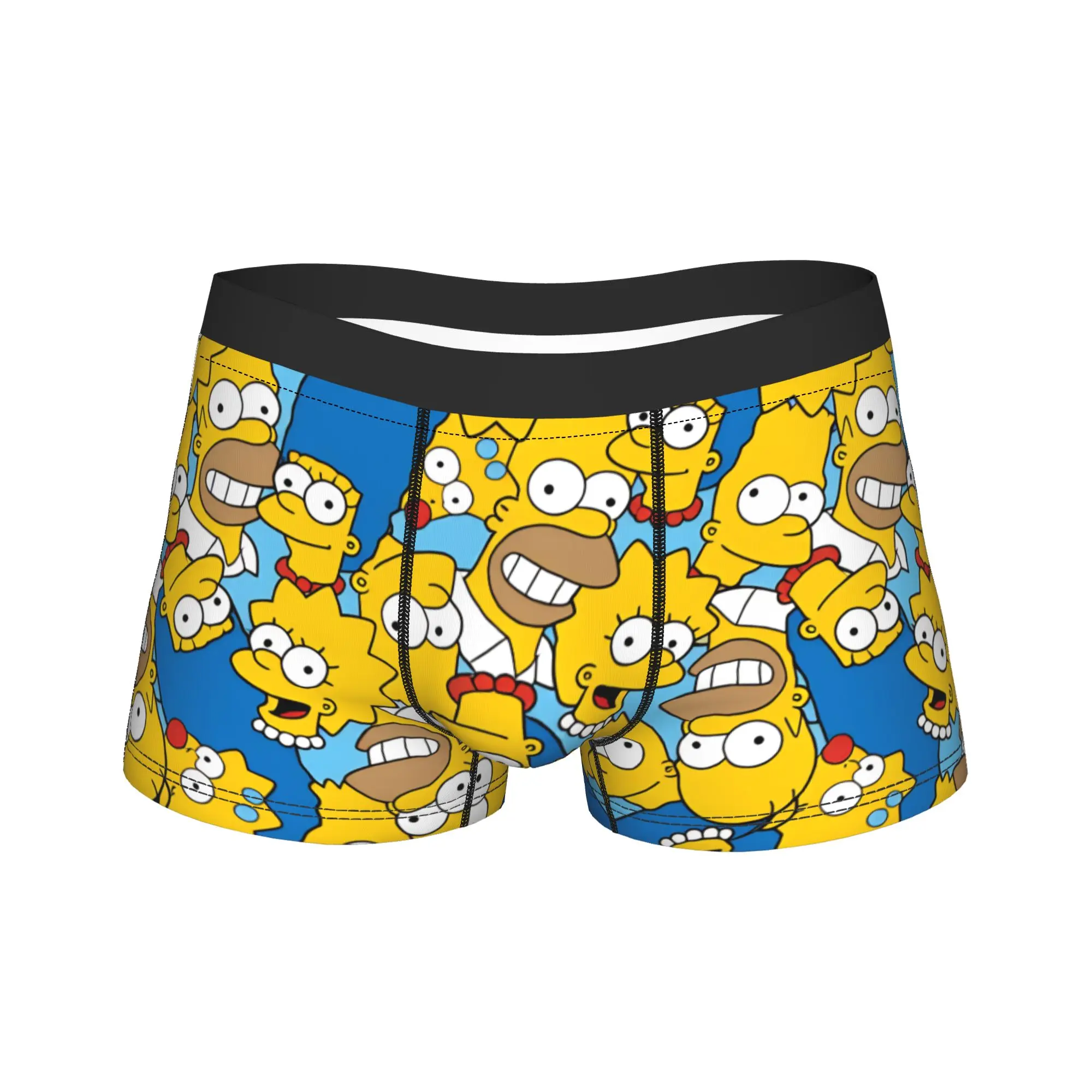 S-Simpsons Characters Pattern Print Boxershorts Pouch Underwear Hot Sale Customs Shorts Briefs Comfortable Man Panties Plus Size