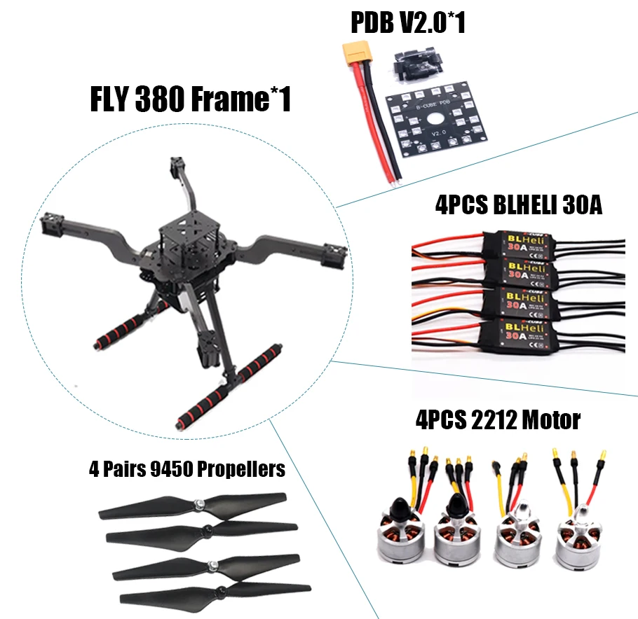 

Rctosky Open Source New Smart Drone FLY380Mm Pix Quadrotor Upturned Rack Pixhawk 2.4.8 Pix Px4 Drone Frame