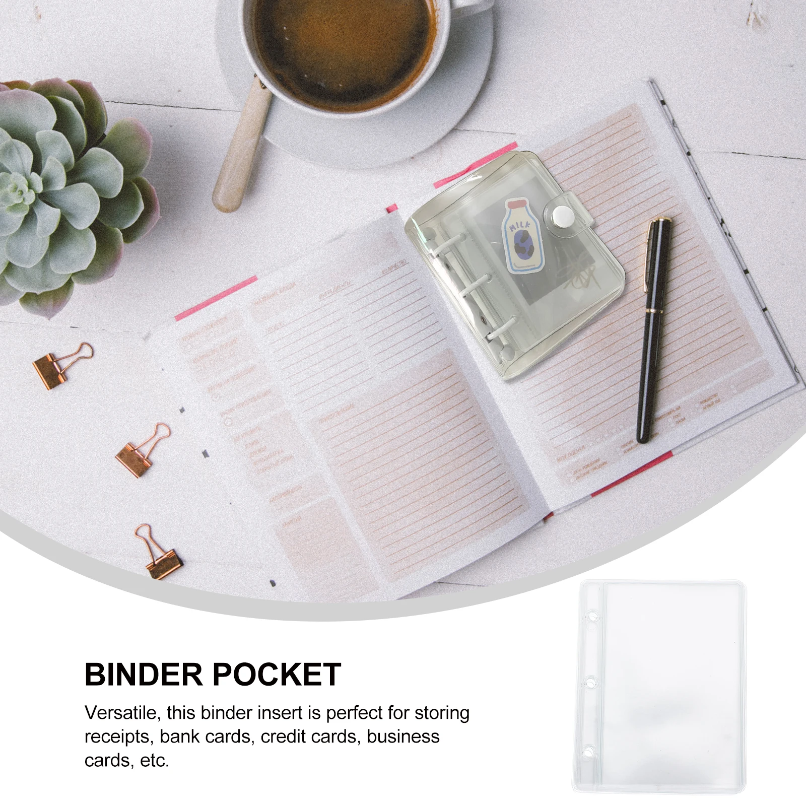 

10Pcs Budget Binder Pocket Inserts Replaceable Binder Pouches Lightweight Portable Budget Book Reusable Loose Leaf Pockets