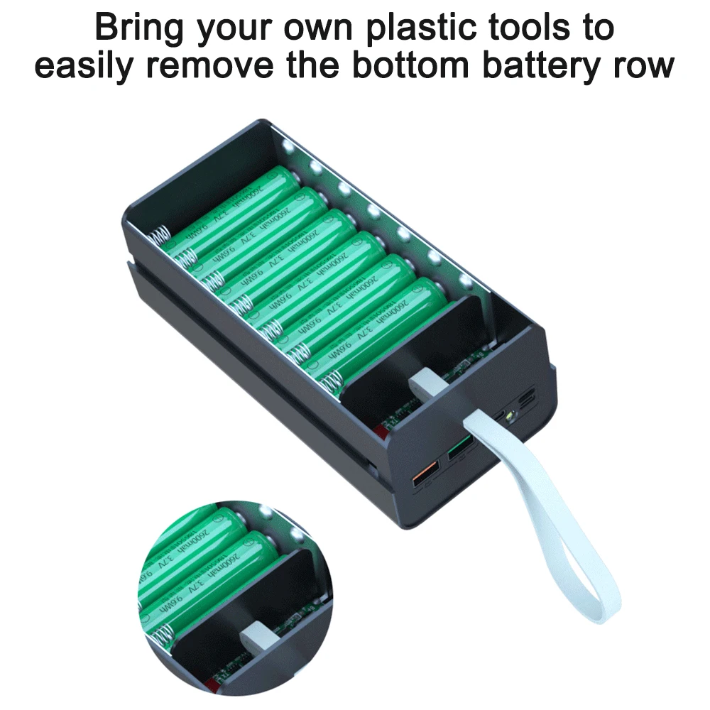 Welding DIY 21PCS 18650 Batteries Power Bank Case 22.5W Quick Charge 18650 Battery Storage Boxes with Wireless Charging