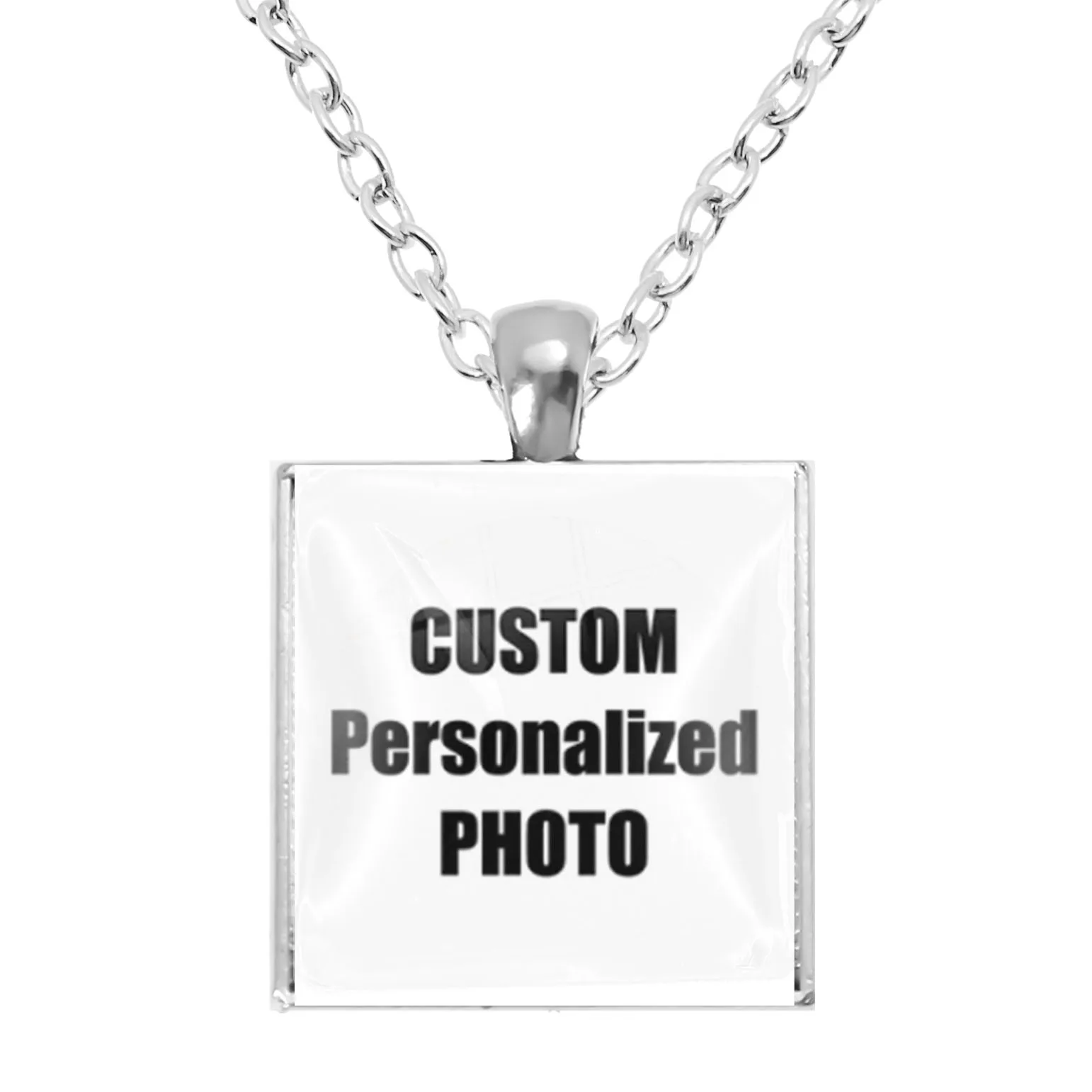 New Personalized Custom Pendant Square Necklace Glass25mm Pendants Mum Dad Baby Friend Custom Gift