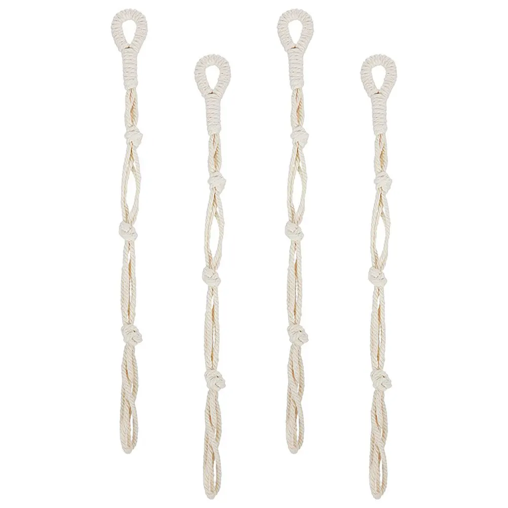 

4Pcs Hanging Plant Holder Extender Macrame Rope Natural Linen Wall Mount for Indoor Plants Flowerpot Decoration Supplies